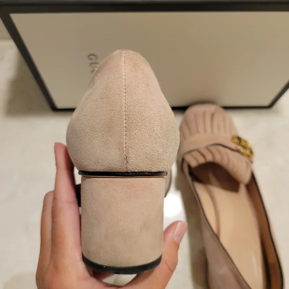 Gucci GG Marmont Pink Blush Fringe Loafer Pumps - Picture 8 of 11
